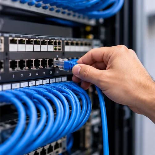 Network cable connection at a switch