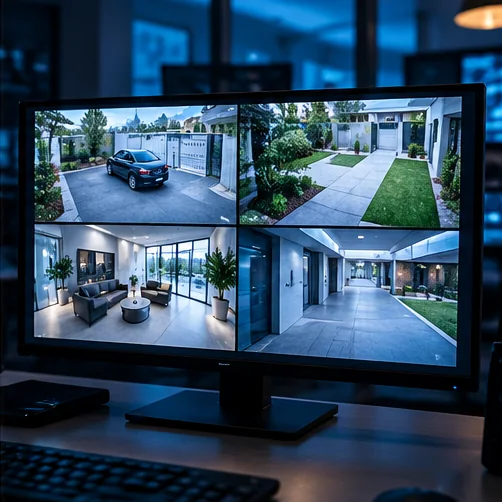 Security monitoring displays with multiple camera views